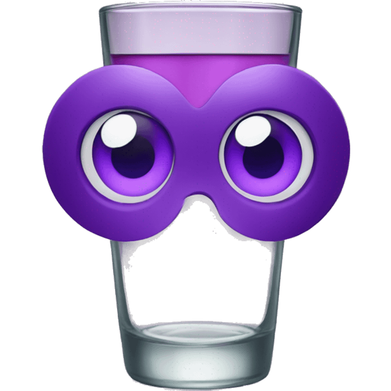 a glass with paper eyes with violet codeine emoji