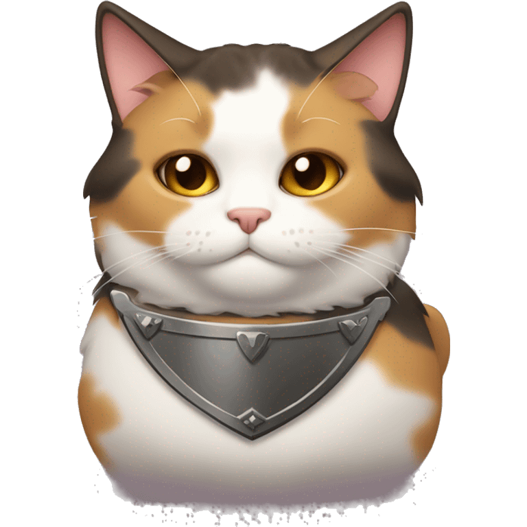 Fat calico cat with a shield  emoji