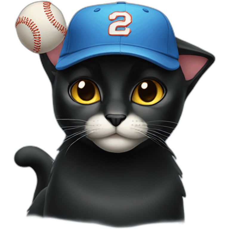 black cat wearing baseball cap emoji