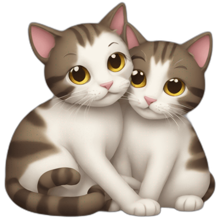 two cats hugging emoji