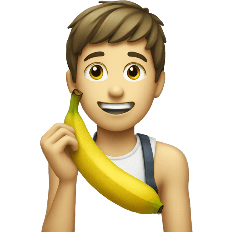 Boy eating banana  emoji