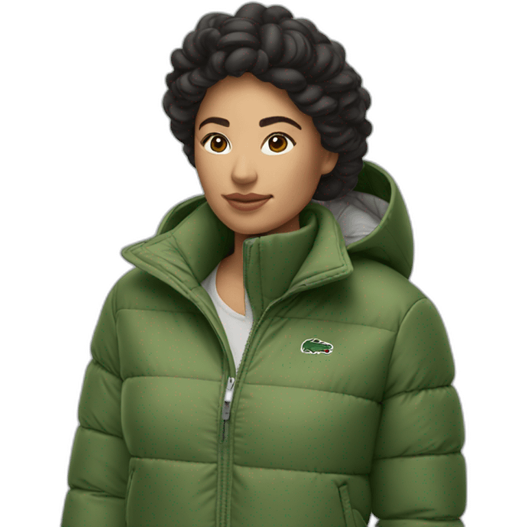 latina woman using Lacoste puffer jacket emoji