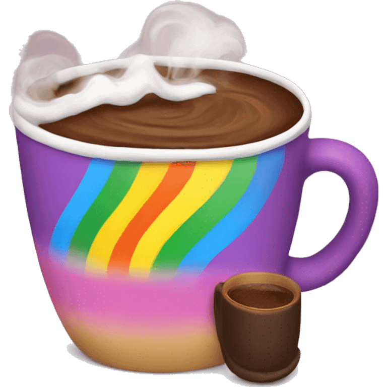 Rainbow coffee cup with hot coco  emoji