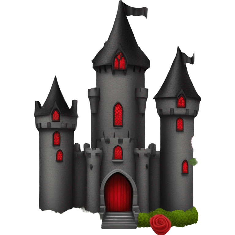 Black and red gothic castle with roses emoji