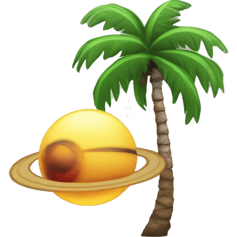 Saturn and palm tree emoji  emoji