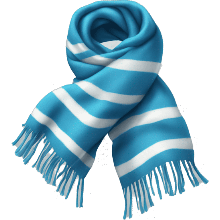 Realistic blue winter scarf with white stripes isolated. emoji