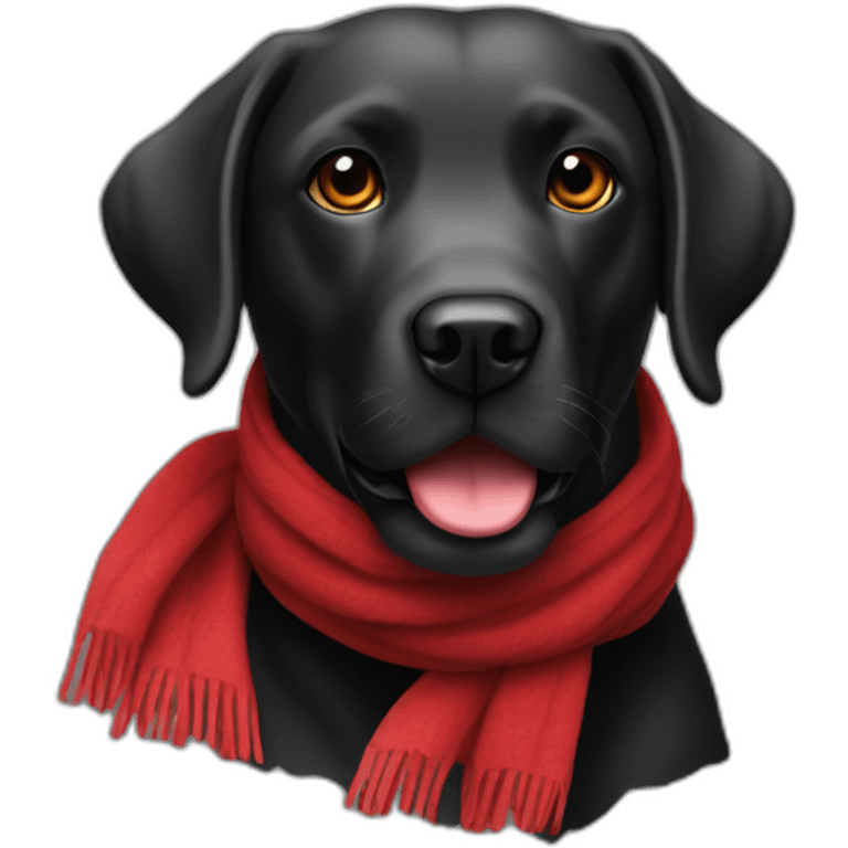 Labrador couleur noir avec une écharpe rouge emoji