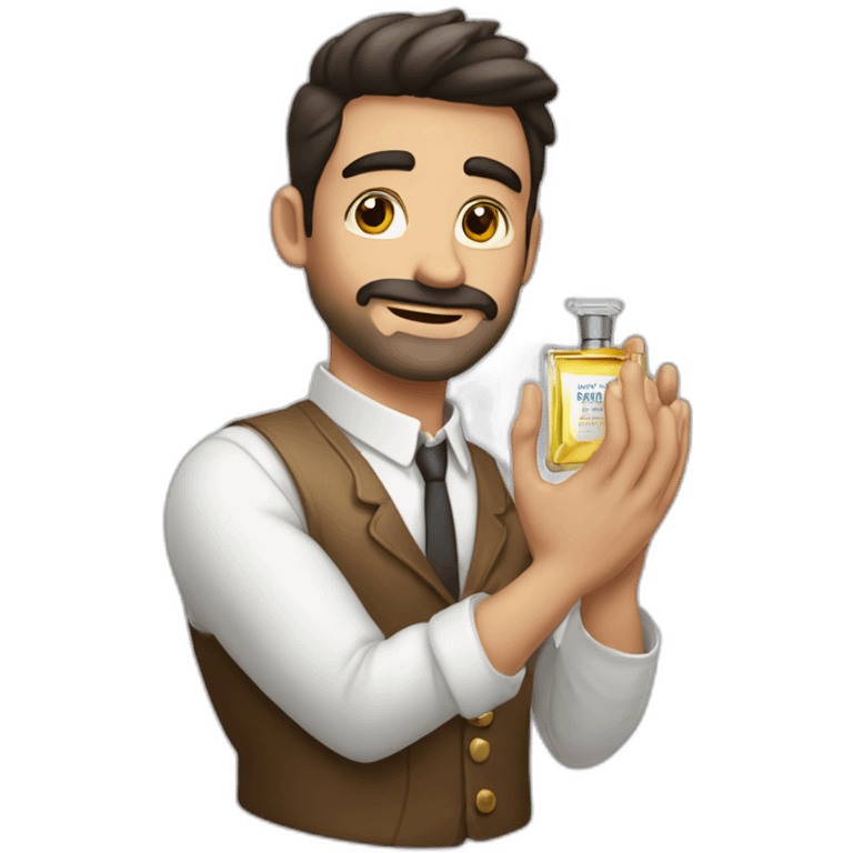 Hombre blanco con perfume en la mano emoji