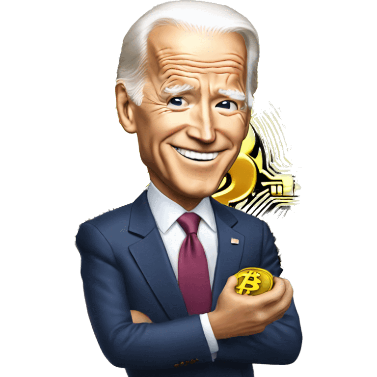 President Biden holding a bitcoin emoji