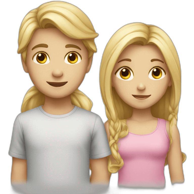 boy and girl children both with long blonde hair emoji