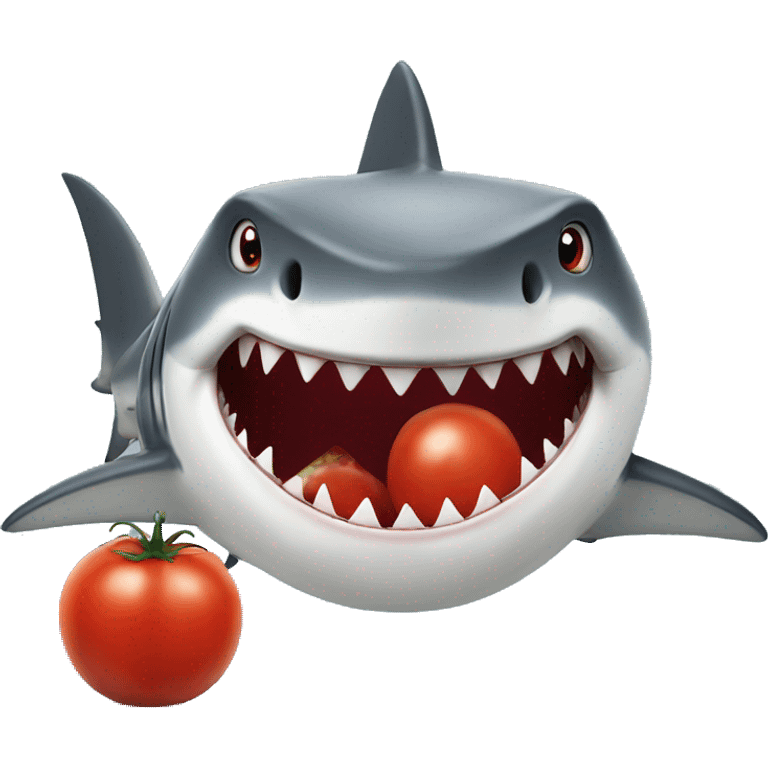 Shark with big tomato emoji