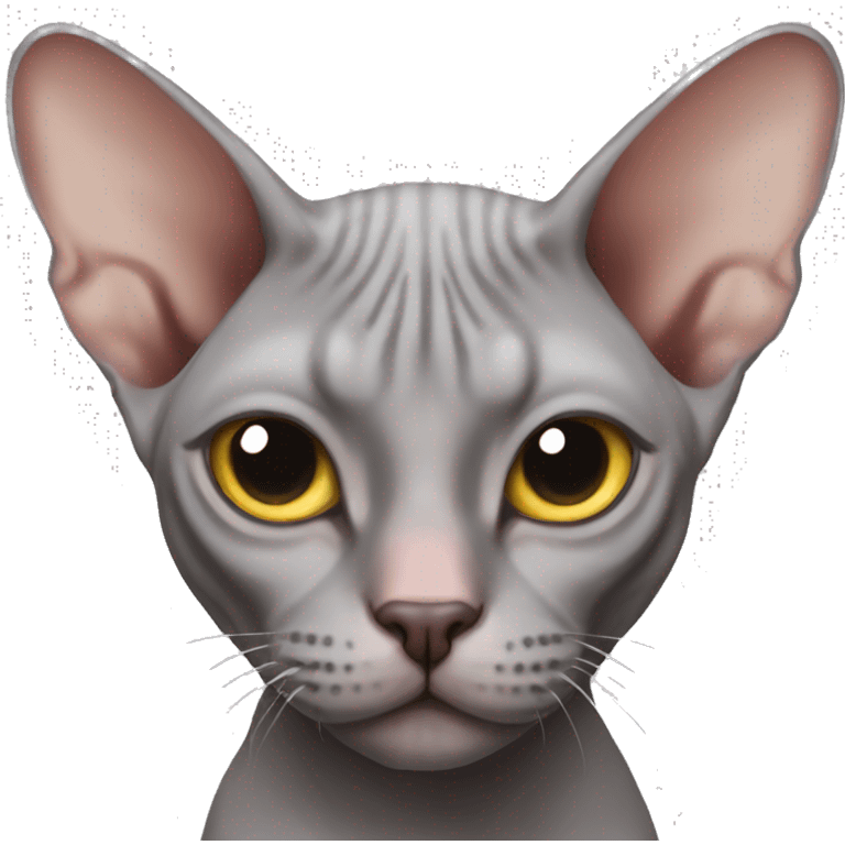 grey bald cat sphynx emoji