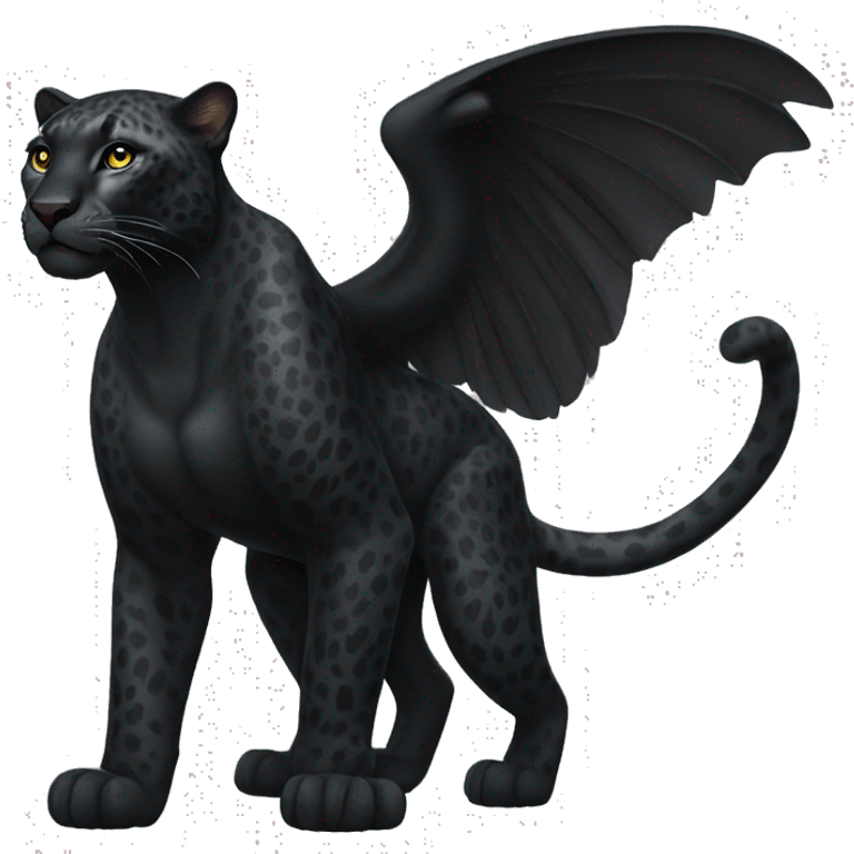 realistic winged black leopard emoji