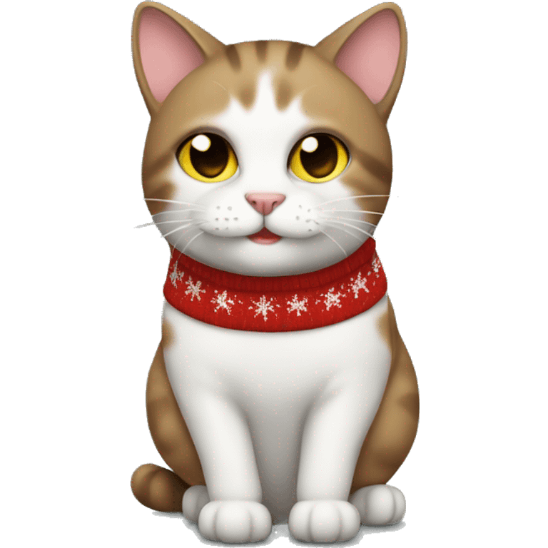 A cat wearing a Christmas sweater emoji