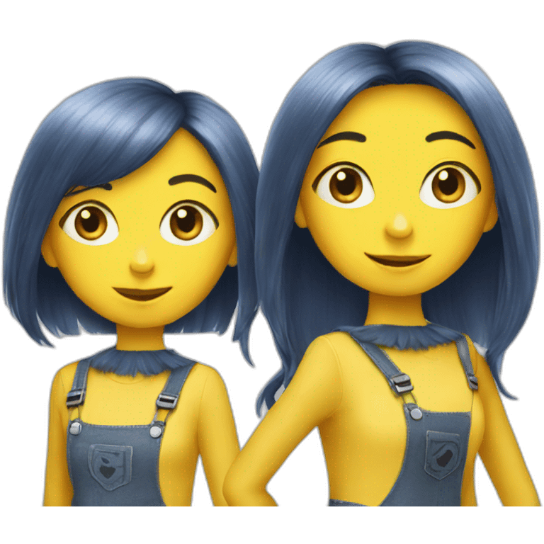 two girls wearing minion costumes emoji