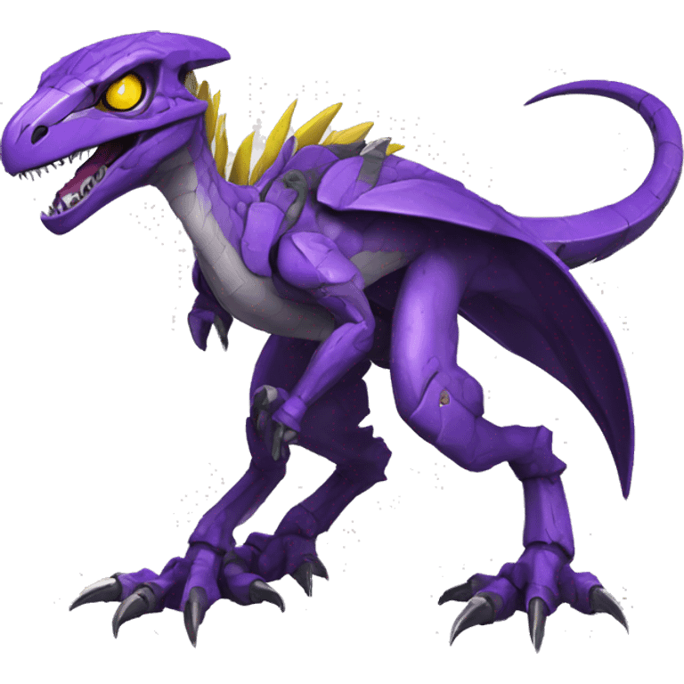  Edgy Purple Yellow Digimon-Fakemon-Velociraptor-Dragon-Mecha full body emoji