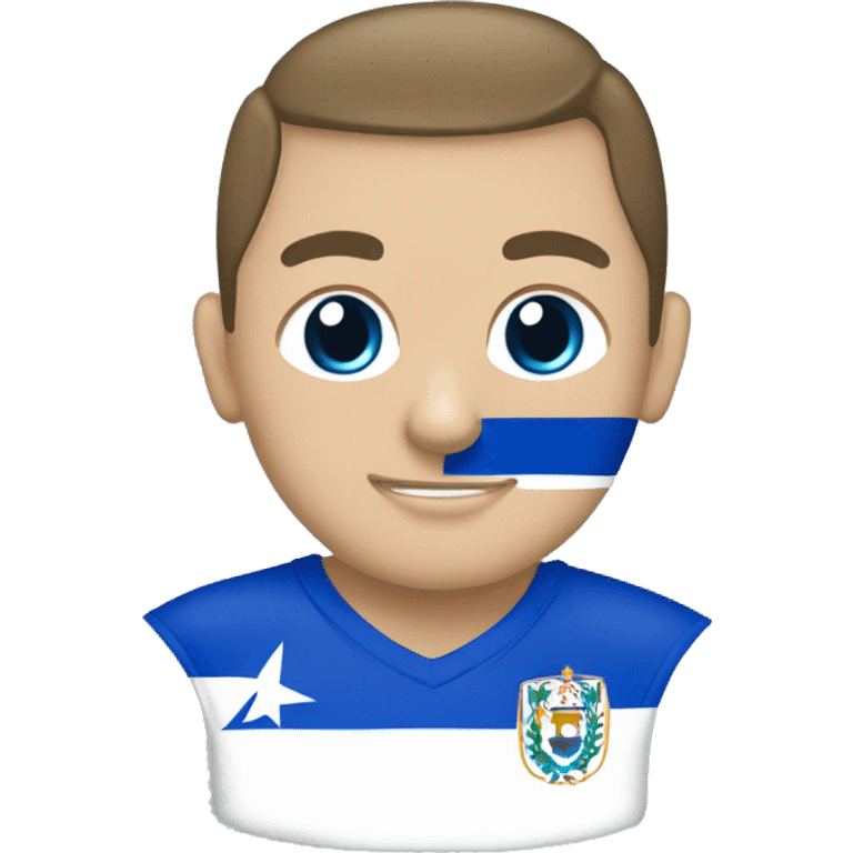 copa con una bandera detras azul y blanca emoji