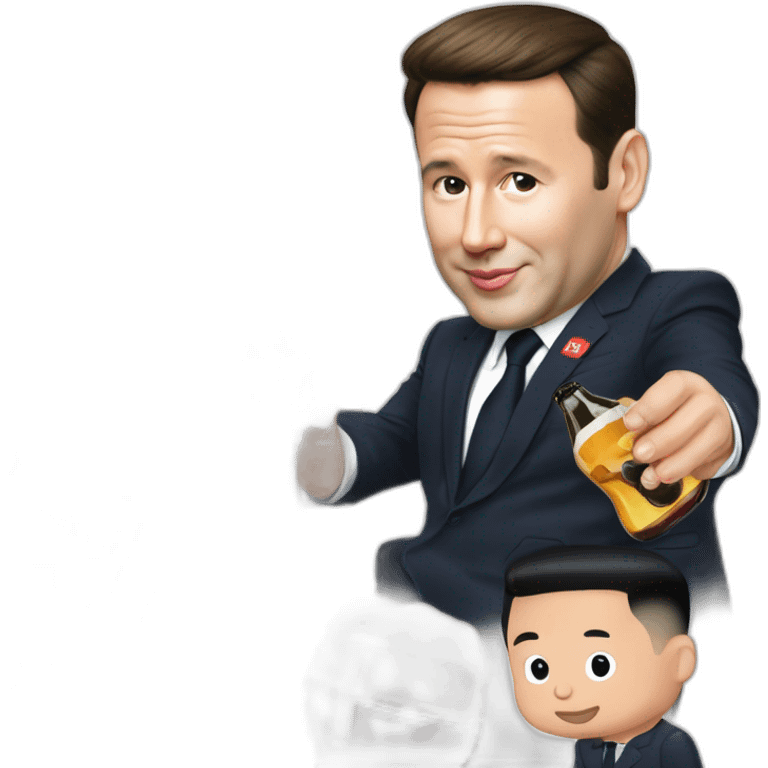 Emanuel Macron qui boit une bière avec Kim Jong-Un emoji