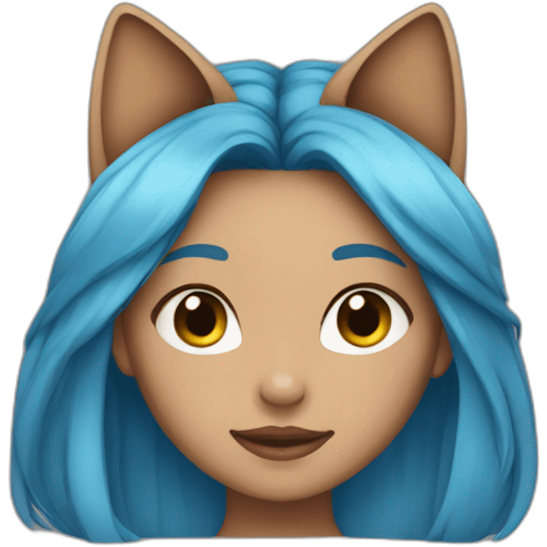  tan skinned girl with long blue hair and cat ears  emoji