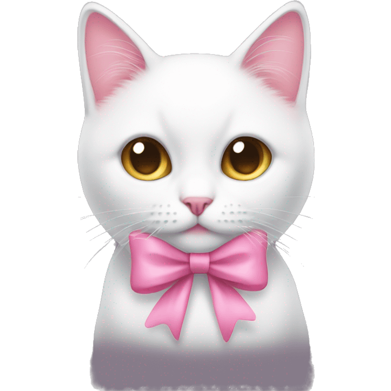 pink bow on white cat emoji