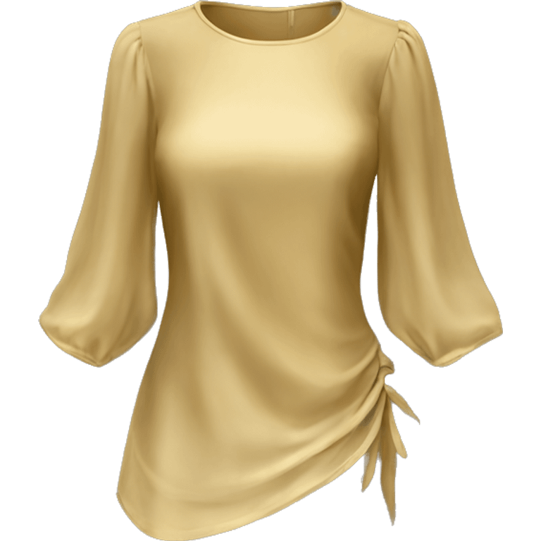 Realistic side view of a gold dress casual 
chiffon blouse top. emoji