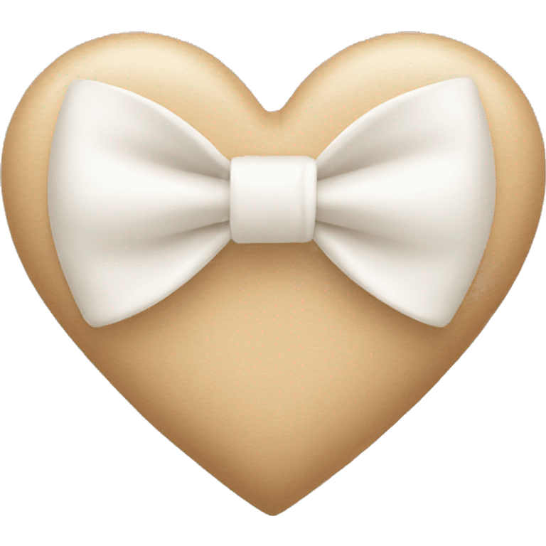 Beige heart with white bow emoji