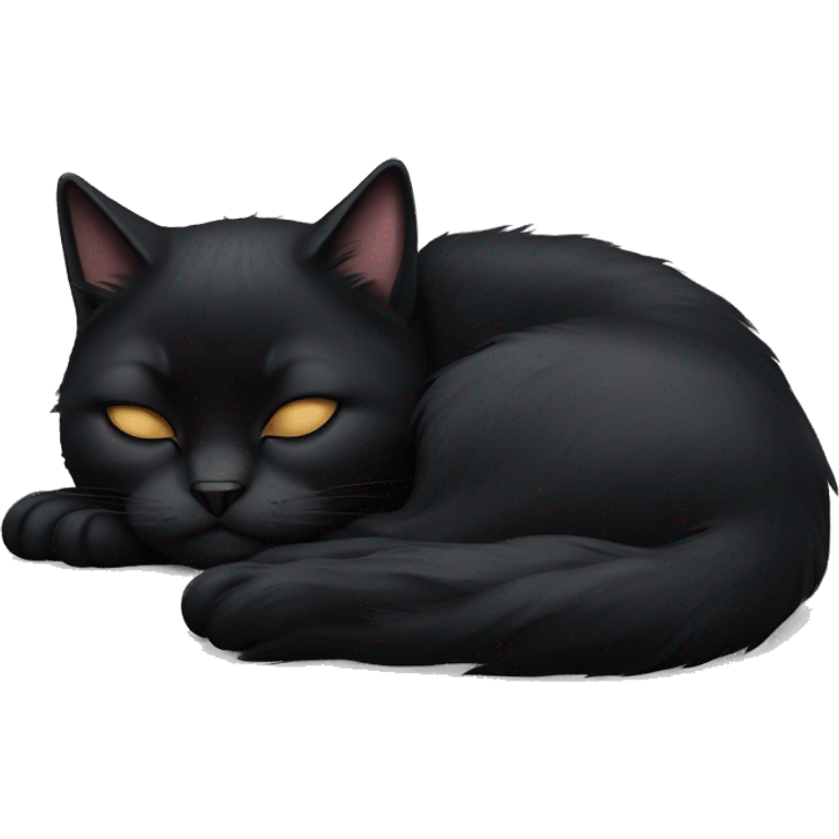 Long black haired cat sleeping emoji