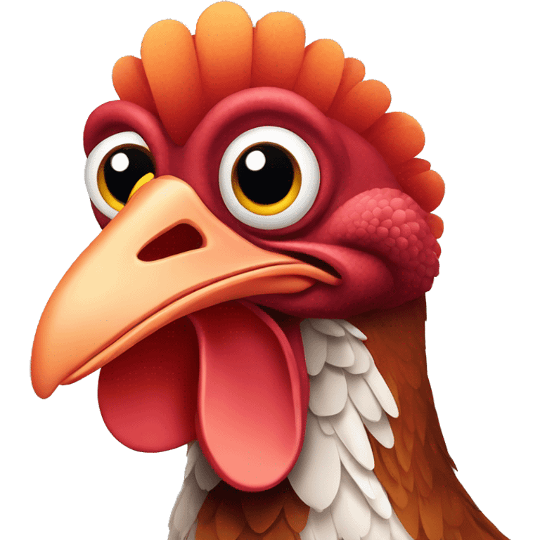 Red-haired cartoon turkey with big eyes emoji