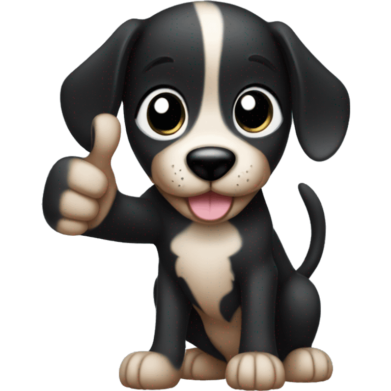 black puppy giving thumbs up emoji