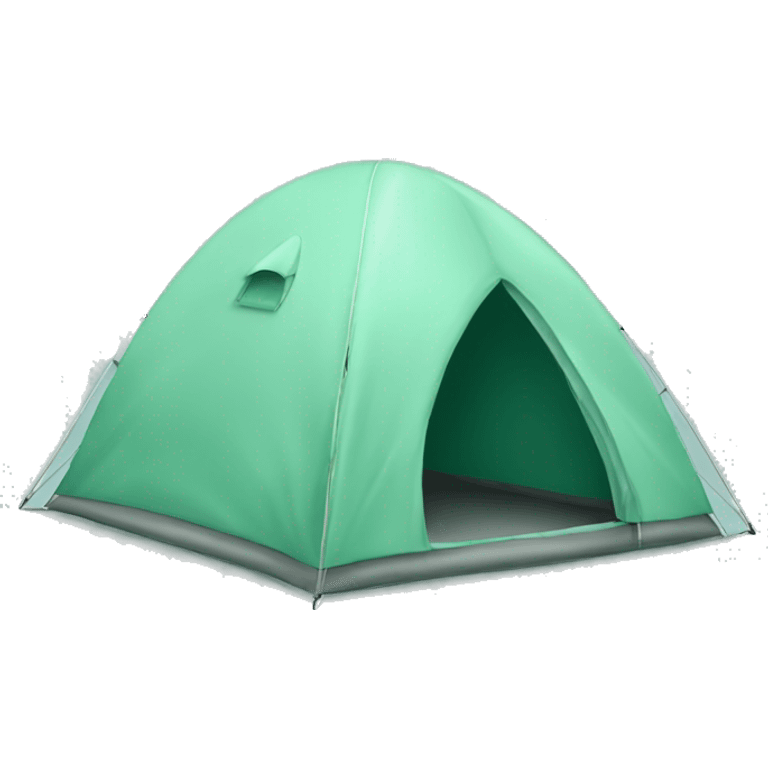 Realistic mint green camping tent isolated. emoji