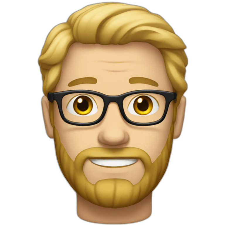 Long-faced white guy with glasses, blonde hair and beard emoji