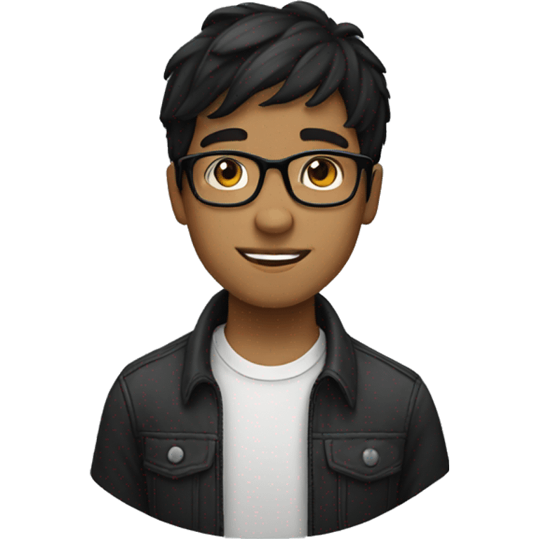 A young guy with glasses with black hair emoji