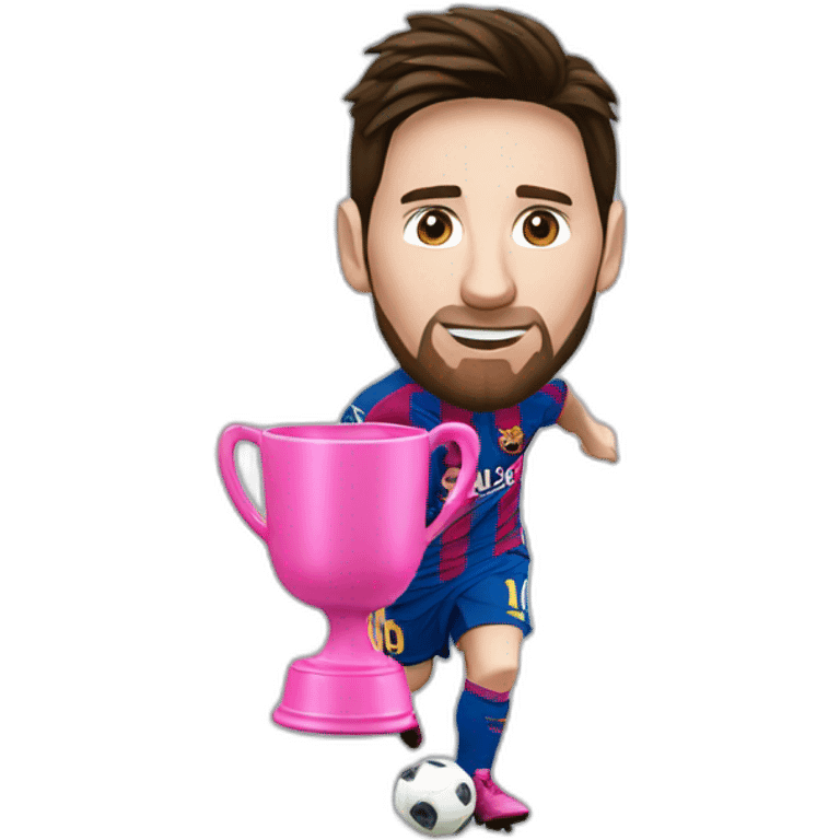 lionel messi with a pink cup emoji