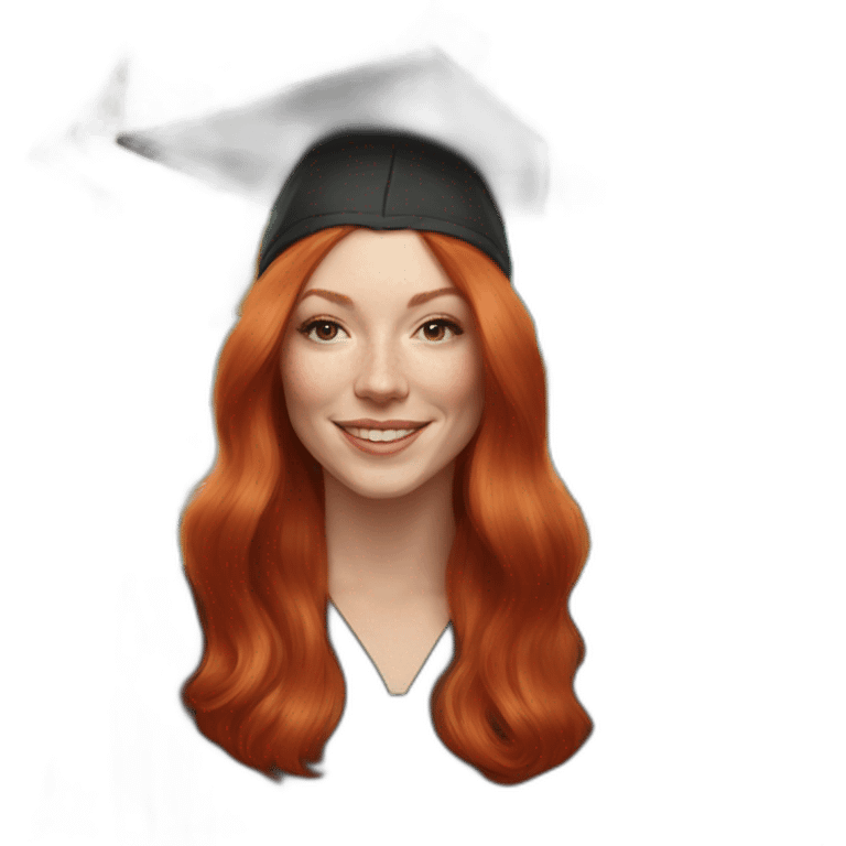 redhead white woman medium long straight hair, celebrating graduation with tarot cards emoji