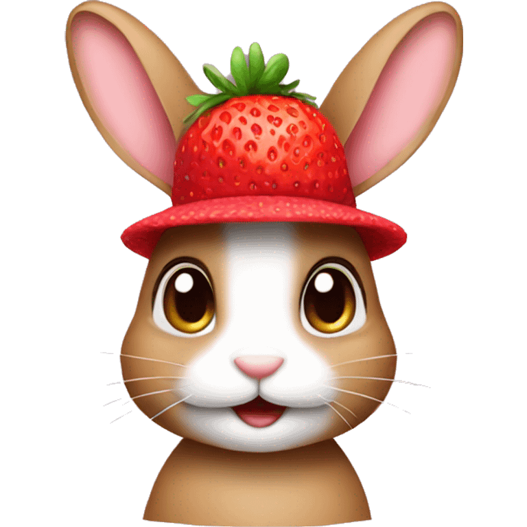 A bunny wearing strawberry hat emoji