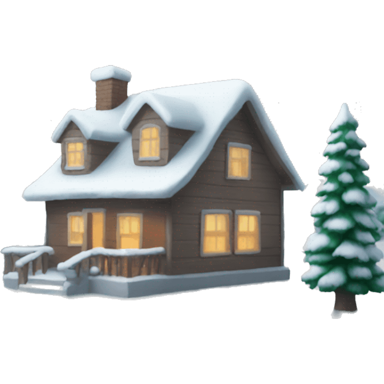 Snowy house emoji