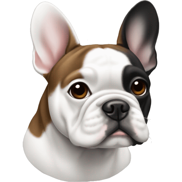 A black brown gray white French bulldog emoji