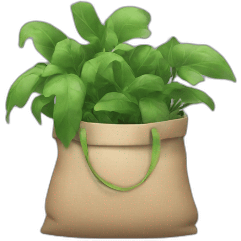 cat with bag of sticky green plants emoji