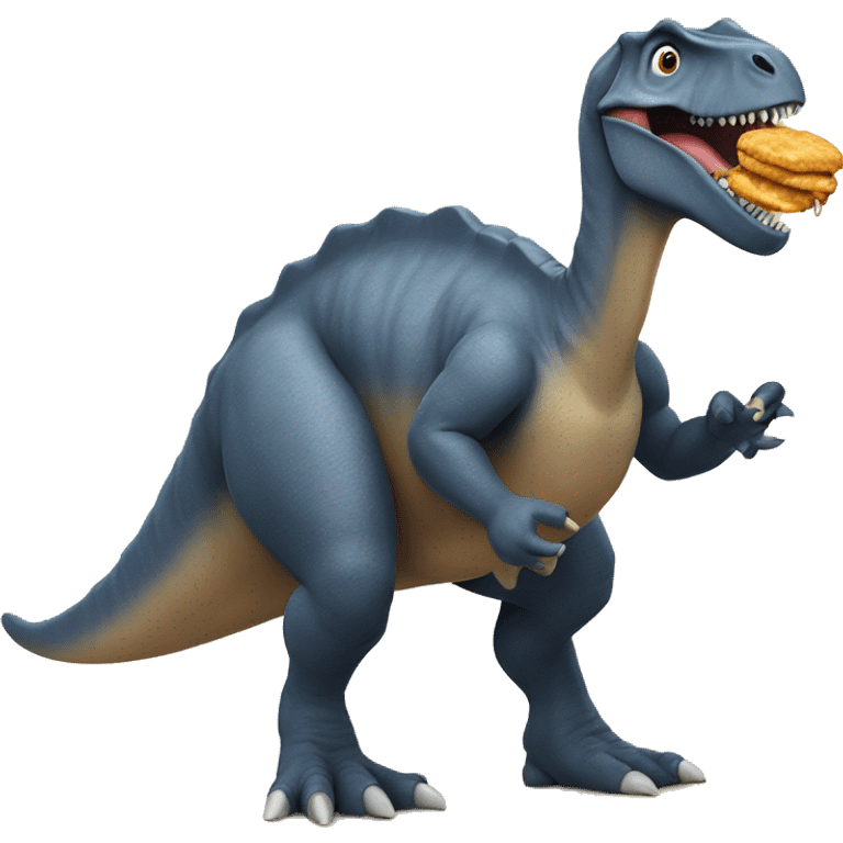 Dominican dinosaur eating chicken Nuggets emoji