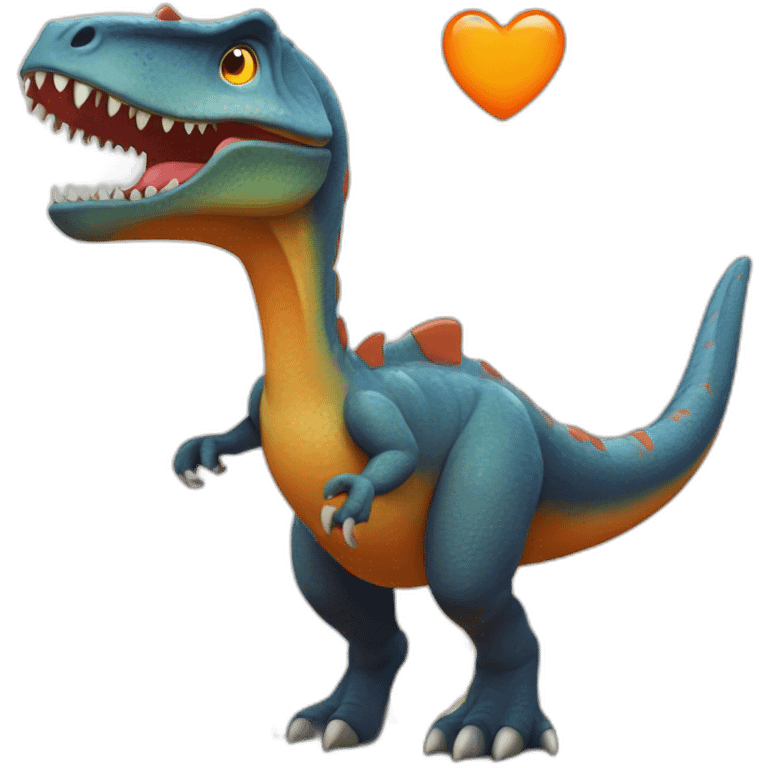 Dinosaurio con corazón naranja emoji