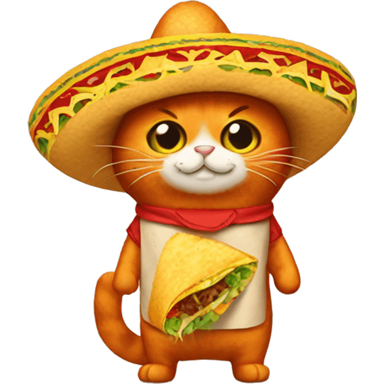 Red Cat wear a Taco Costume emoji