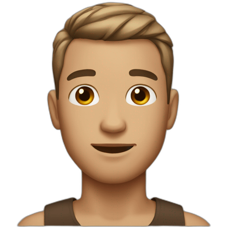 Man with very short hair brown and big cat  emoji