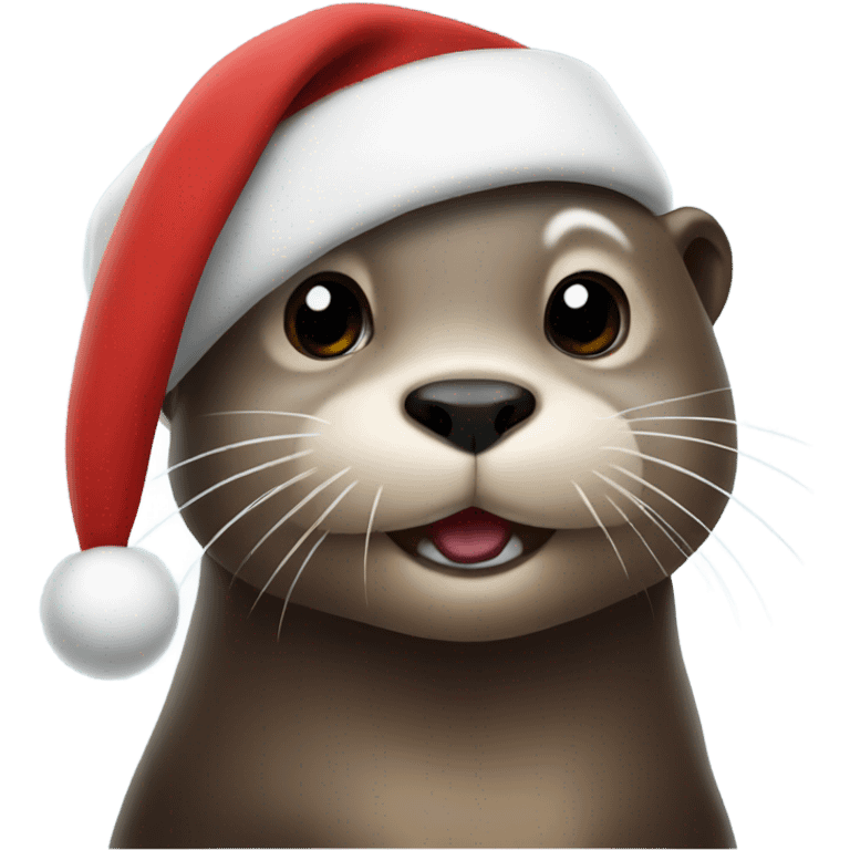 otter wearing a santa hat emoji