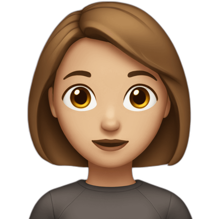 girl with a brown-haired bob with brown eyes emoji