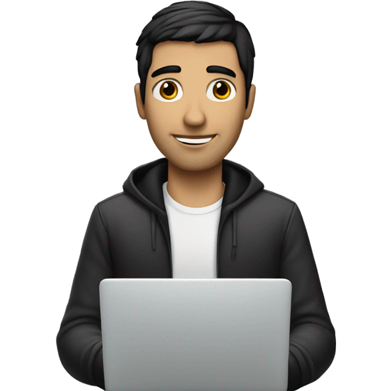 white man with black hair with laptop emoji