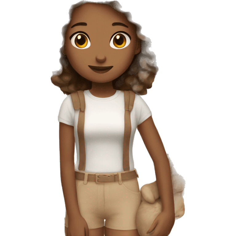 Girl with bunny and bunny is brown and white  emoji