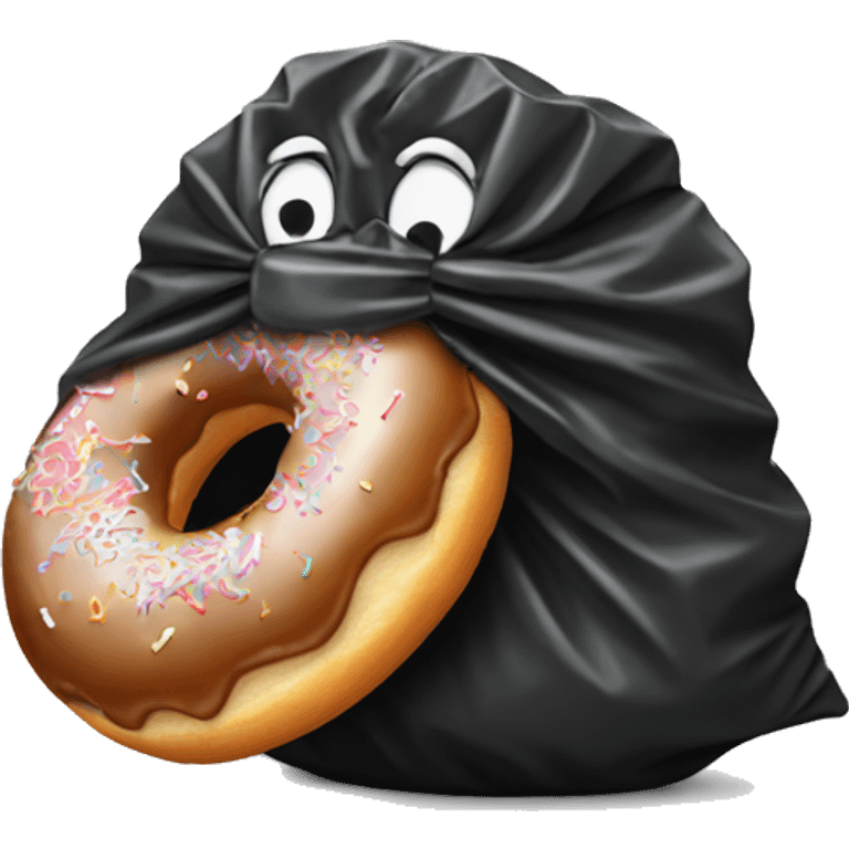 Trash bag eating a donut emoji