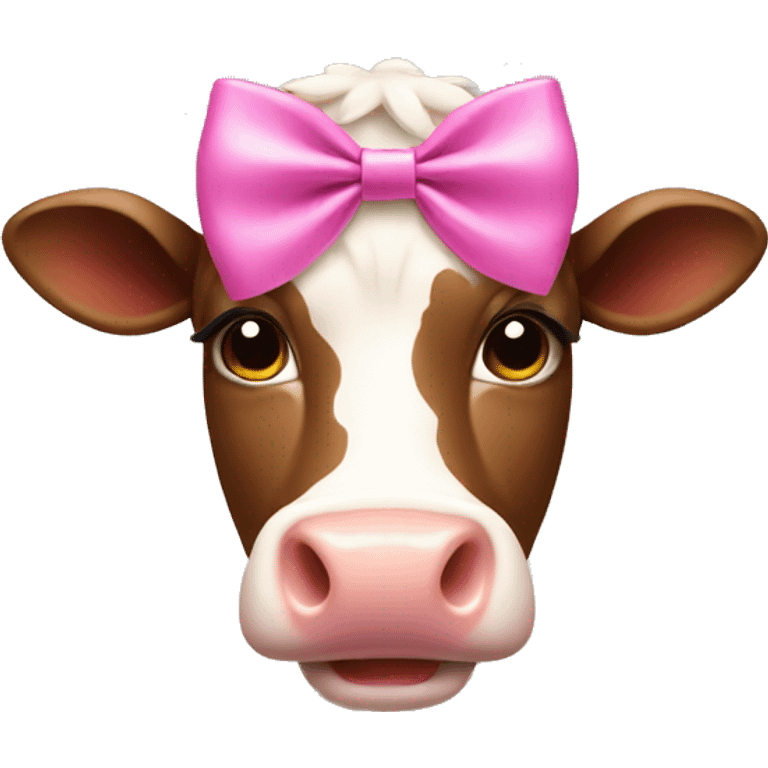 Cow wearing a pink bow emoji