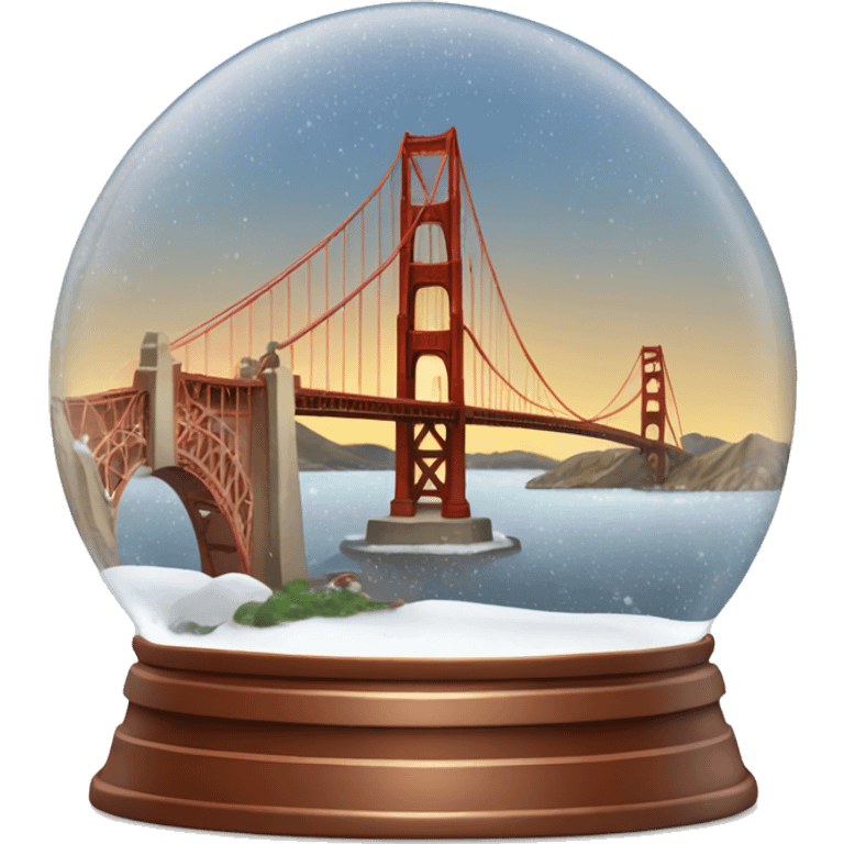 golden gate bridge snow globe, 4k, no background emoji