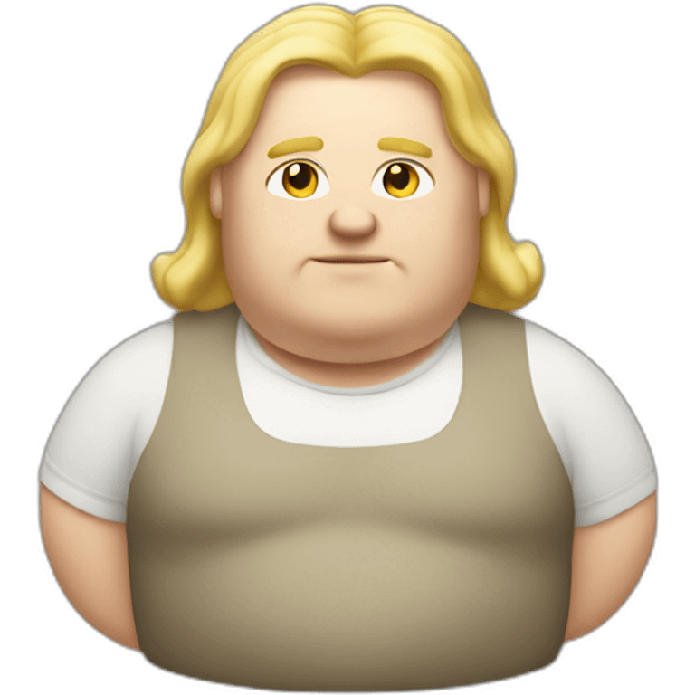 fat Blond man with long and scarce hair emoji